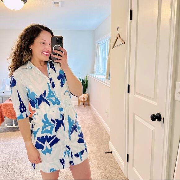 Tuckernuck Sheridan French Blue Ikat Print Mini Dress Small - Picture 1 of 11